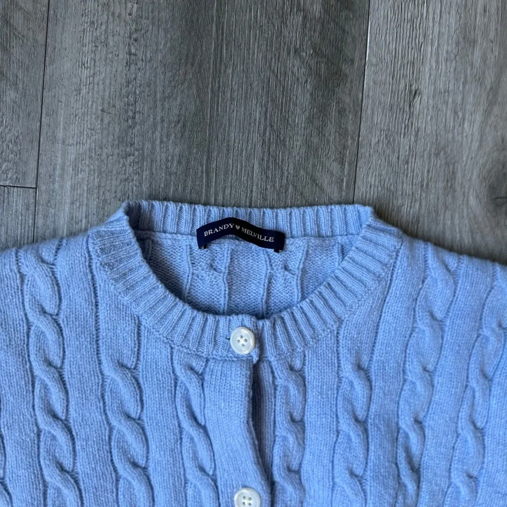 Brandy Melville Light Blue Cable Knit Cardigan Button Front xs